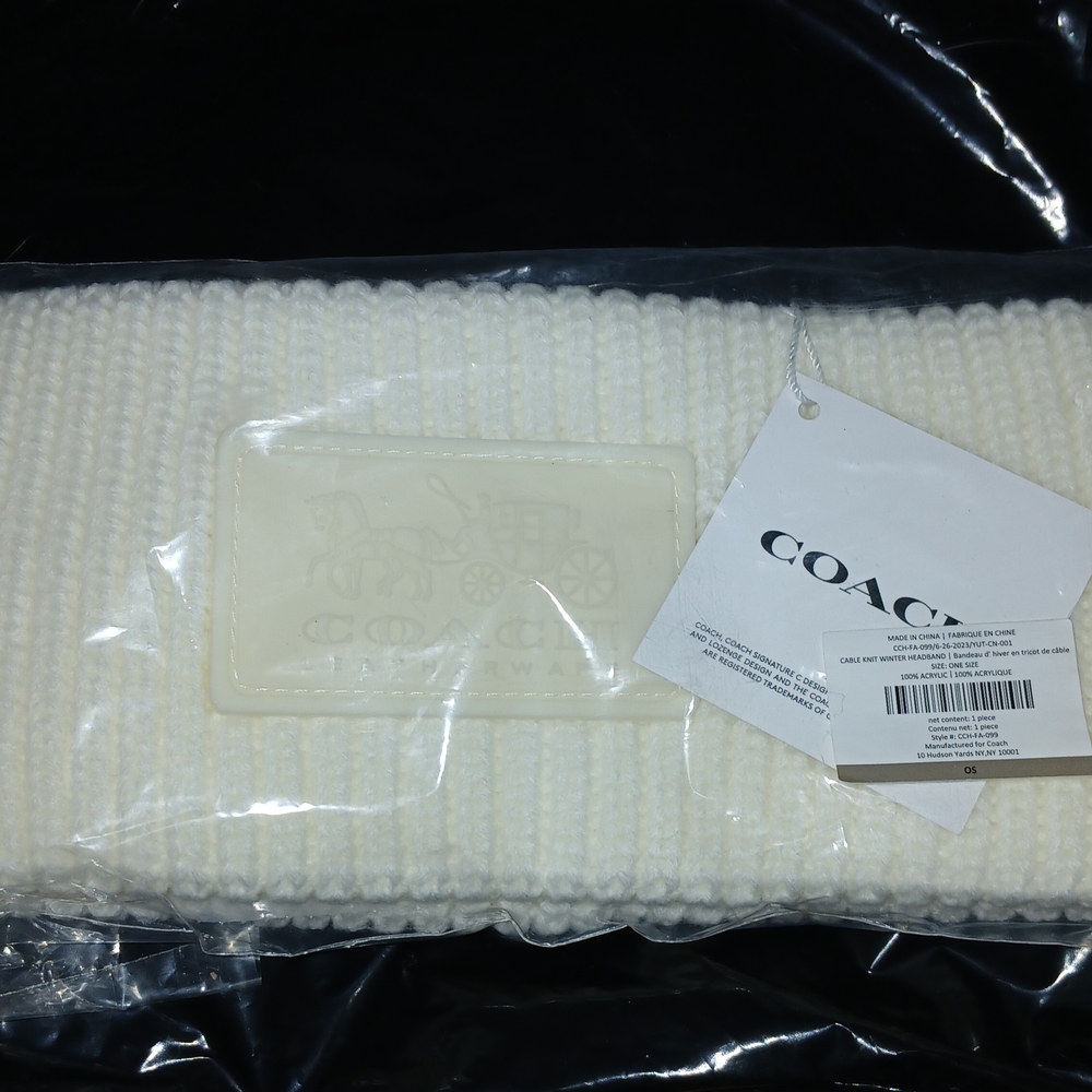 Coach White Cable Knit Headband Winter White NWT RETAIL $50